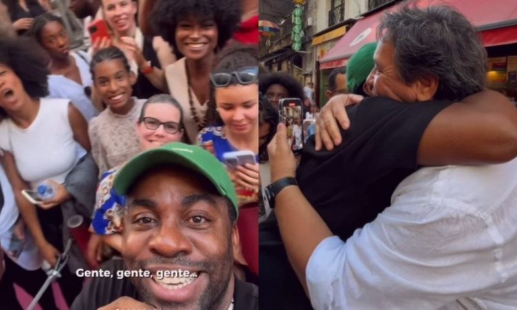 Lázaro Ramos arrasta multidão para livraria em Portugal e surpreende fãs autografando na rua